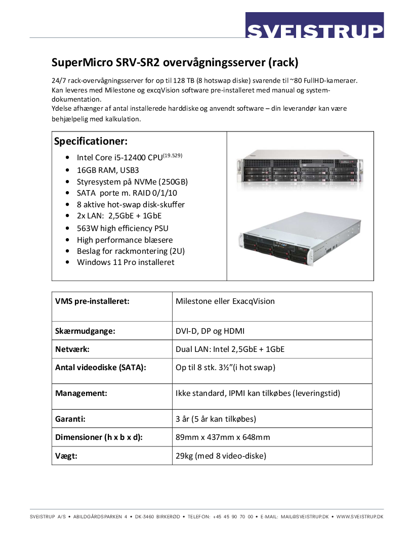 

SuperMicro SRV SR2 datablad Gen12

