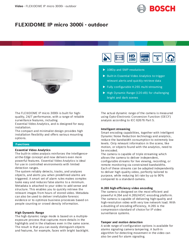 

FLEXIDOME IP micro 3000i IR outdoor

